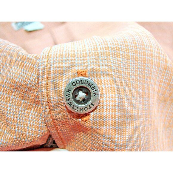 Columbia Mens Brown Rust Short Check Sleeve Collared Button Up Shirt Soft Sz XL - Picture 11 of 11